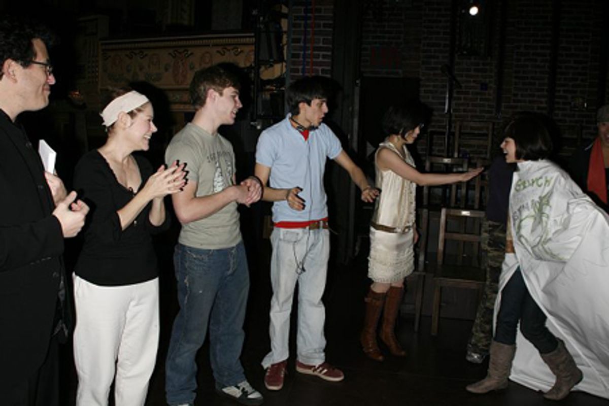 Krysta Rodriguez with Michael Mayer, Christine Estabrook, Jonathan B. Wright, Gideon Glick and the cast at 