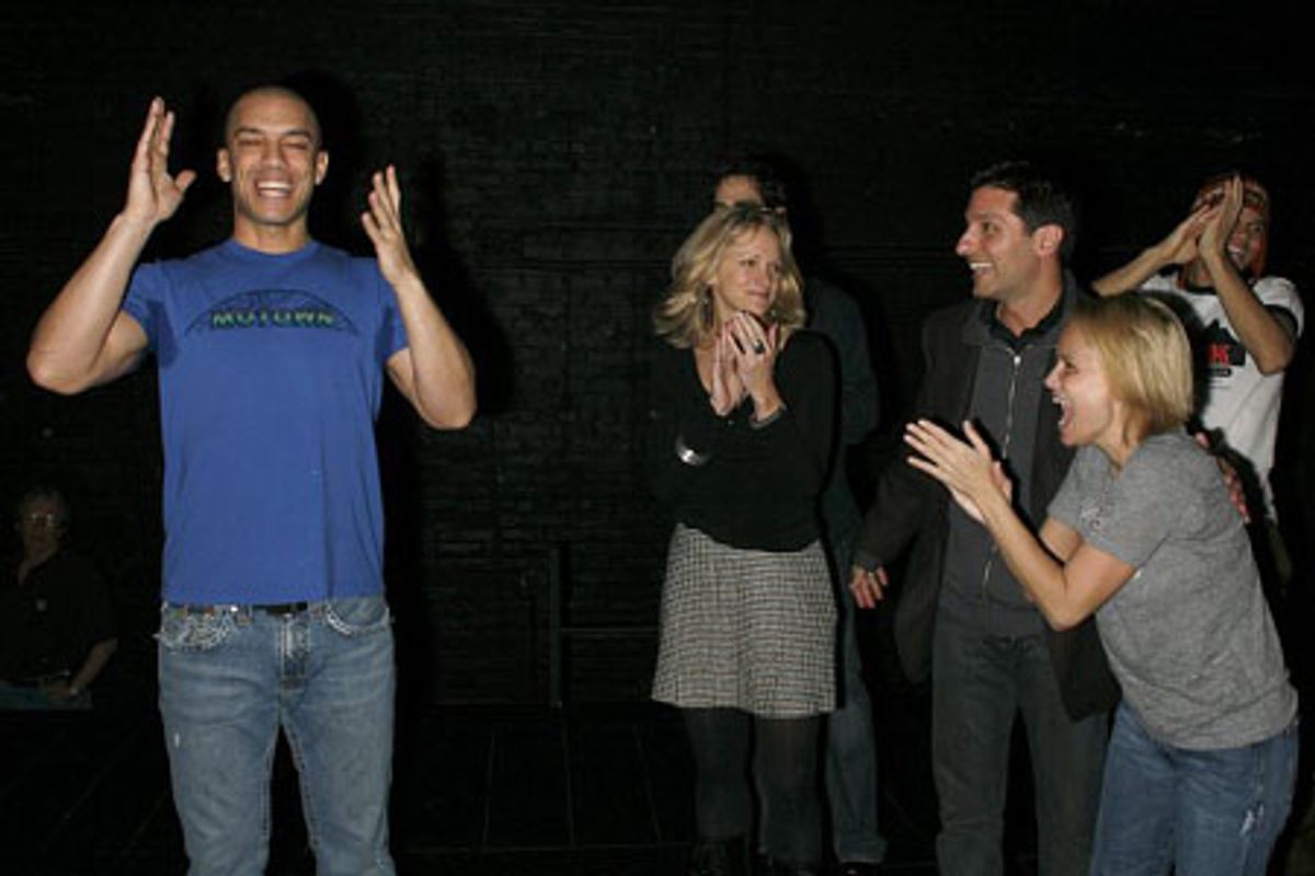 Dennis Stowe, with Paige Price, Vince Pesce and Kristin Chenoweth at 