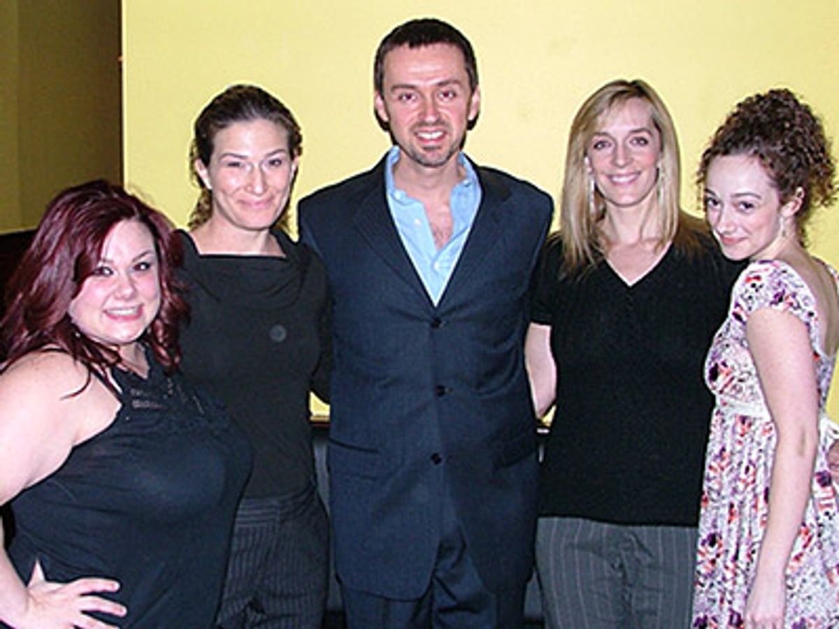 Andrew Lippa flanked by Carly Jibson, Ana Gasteyer,
Julia Murney and Megan McGinnis at 
