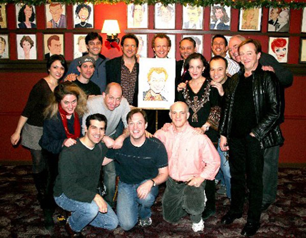 Company members of The Drowsy Chaperone with producers Kevin McCollum and Roy Miller, and Tony-winning composer/lyricist Lisa Lambert at 