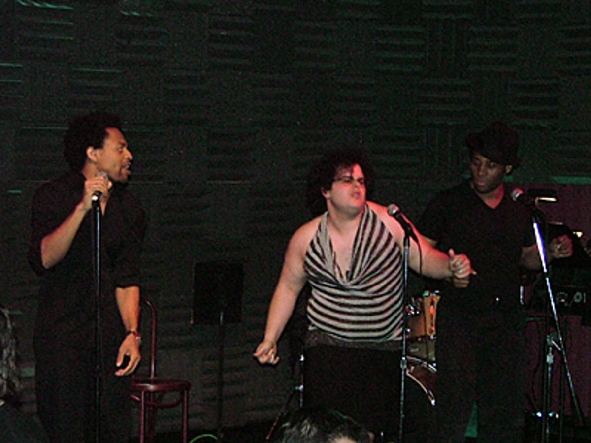 Derrick Baskin and Josh Gad at 