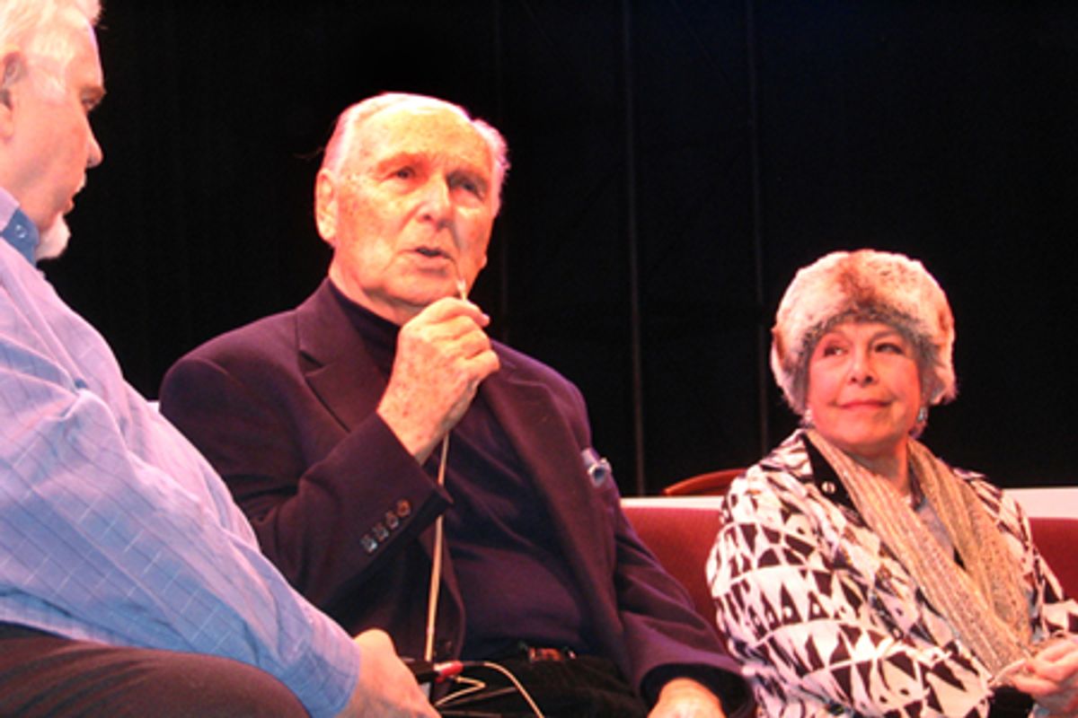 Jim Brochu speaking with Donald Saddler and Marge Champion at 