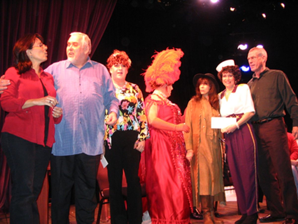 Christine Pedi, Jim Brochu,Â EthelÂ Merman impersonators, and Steve Shalchlin at 