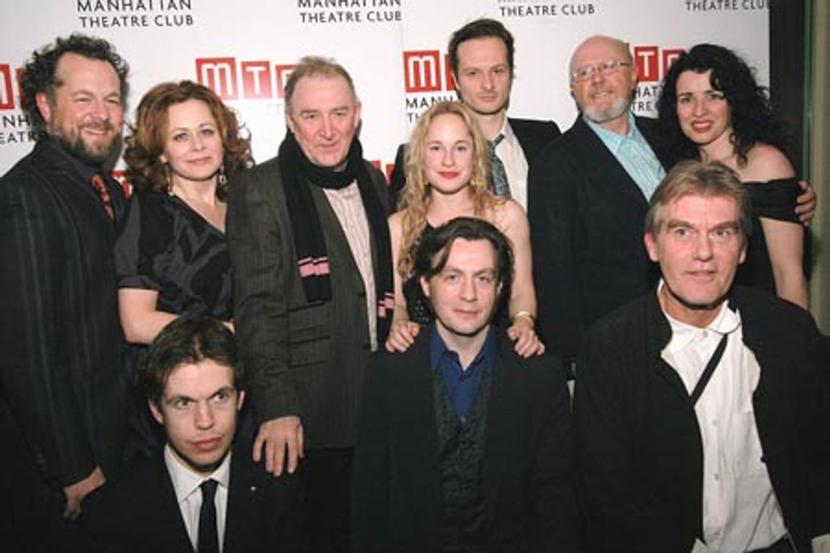 Back: David Costabile, Geraldine Hughes, Dermot Crowley, Morgan Hallett, Chandler Williams, Niall Buggy, and Susan Lynch; Front: Michael FitzGerald, Alan Cox, Graeme Malcolm at 