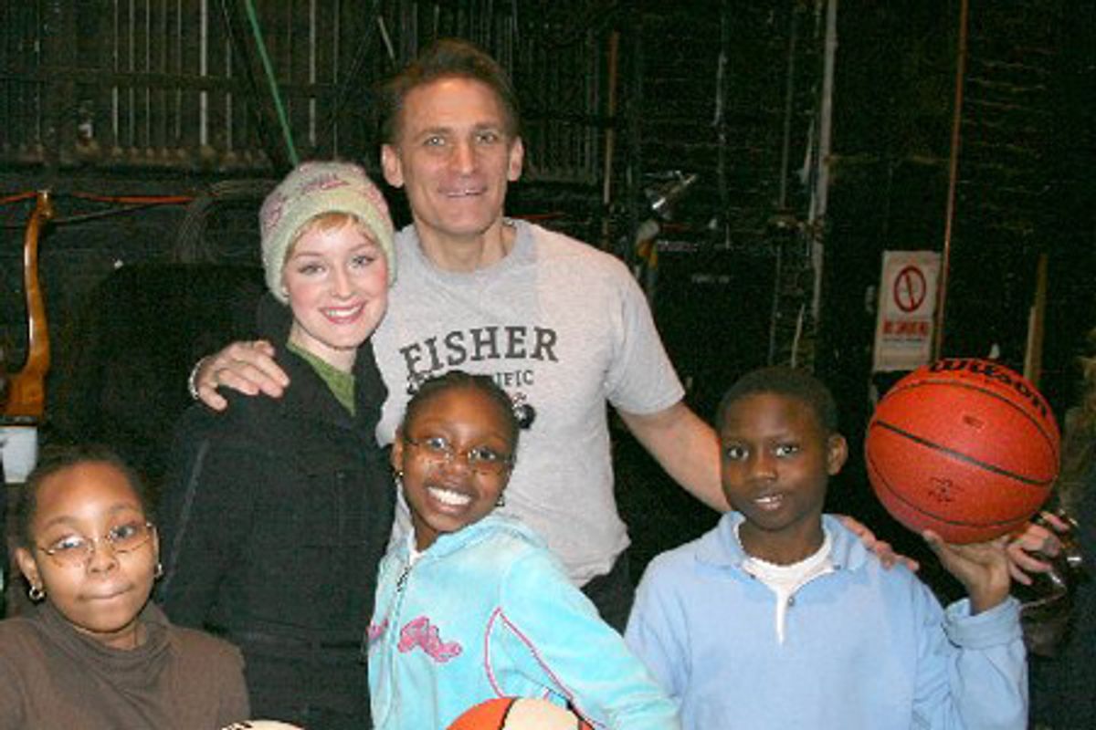 Erin Davie, Bob Stillman and kids from the Variety Boys and Girls Club of Queens at 