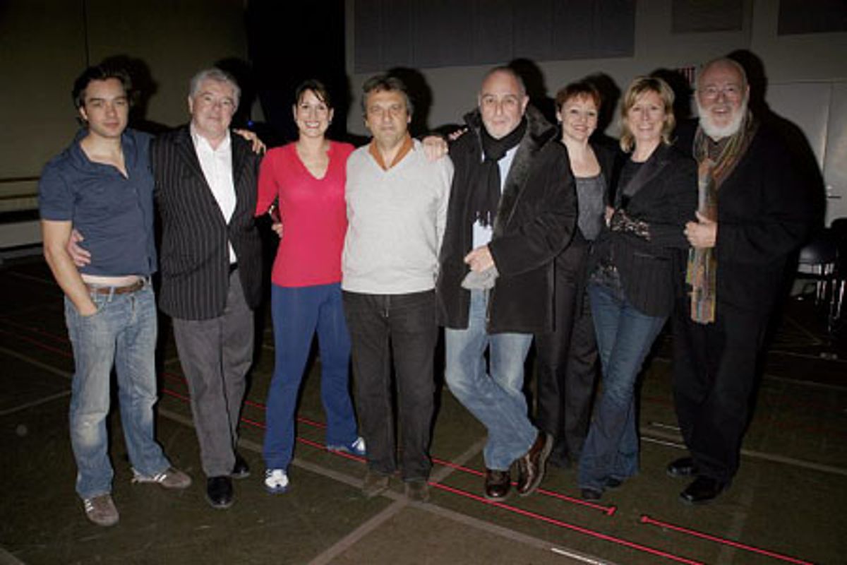 Hadley Fraser, John McColgan, Stephanie J. Block, Alain Boublil, Claude-Michel Schonberg, Linda Balgord, Moya Doherty and Frank Galati at 