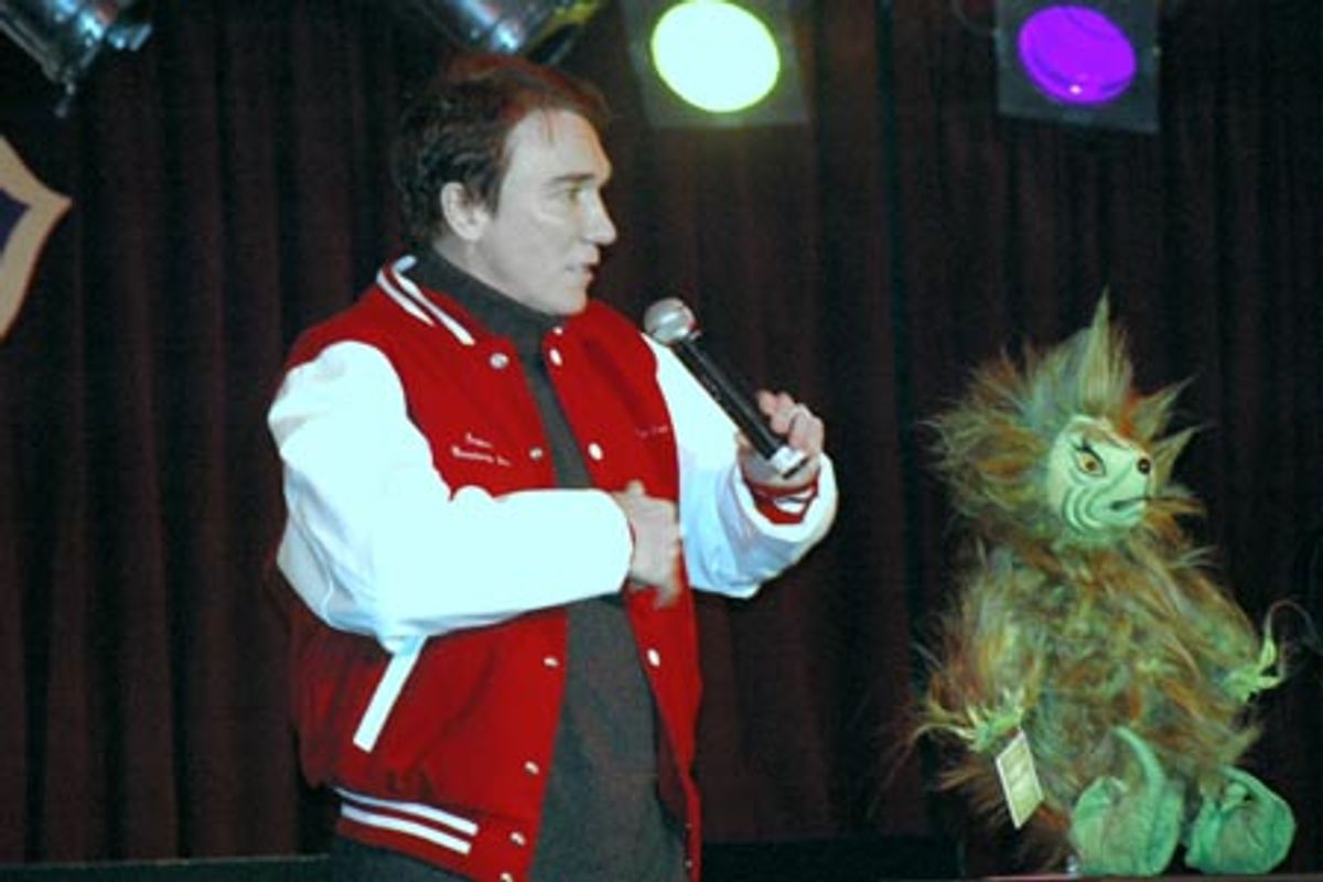 Patrick Page with How the Grinch Stole Christmas! The Musical Grinch Bear at 