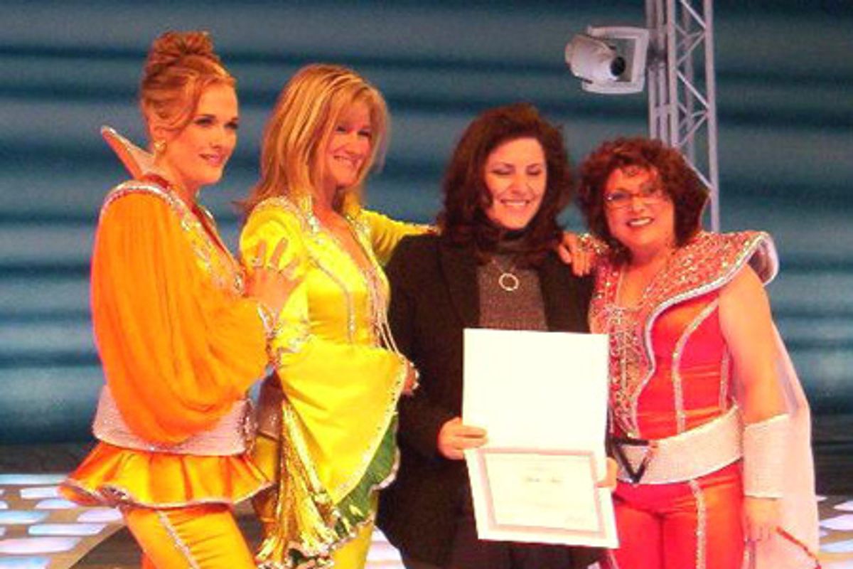 Vicki Van Tassel, Carol Linnea Johnson and Robin Baxter are presented with senatorial certificate at 