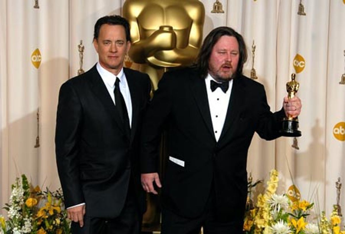 Tom Hanks and William Monahan (Best Adapted Screenplay for The Departed) at 