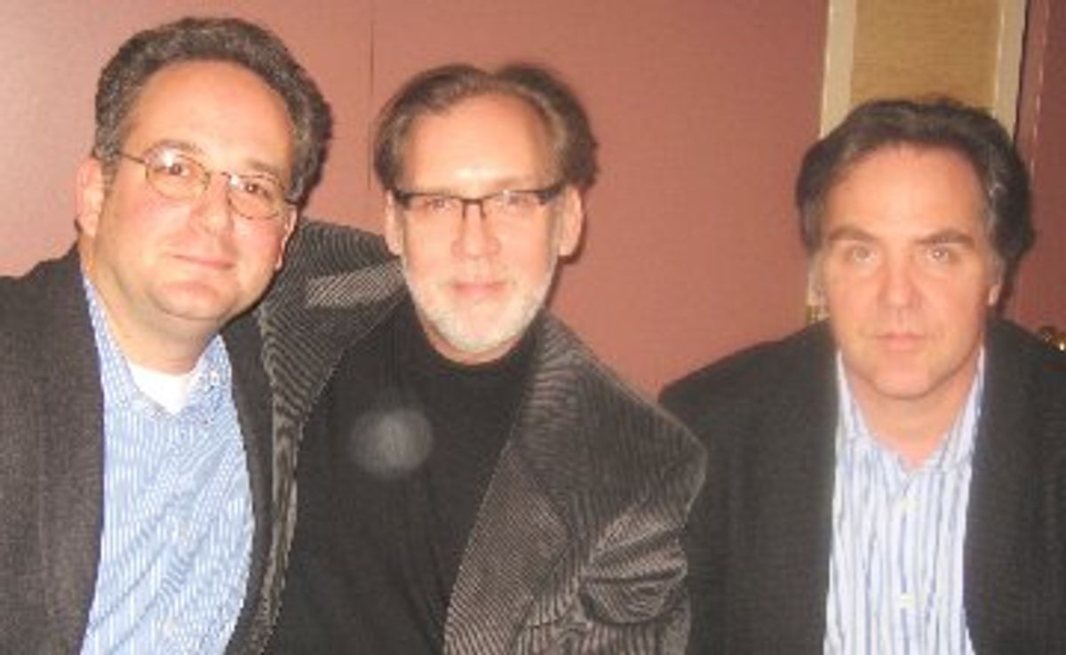 Guest panelists at the Drama Desk 'Moving On' discussion: from Grey Gardens - Mike Rosenberg, producer/East of Doheny, lyricist Michael Korie, Playwrights Horizons Artistic Director Tim Sanford at 