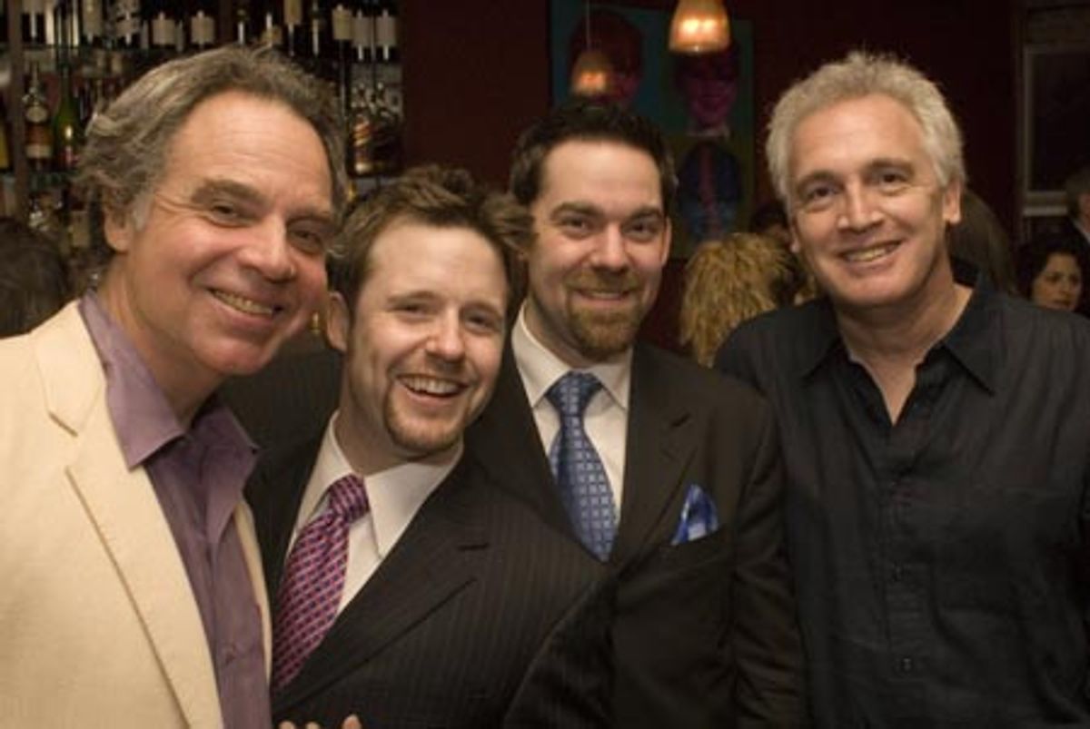 Avenue X librettist John Jiler, Chad Hudson (Producer) and Chip Klose (Avenue X director) and Avenue X composer Ray Leslee  at 