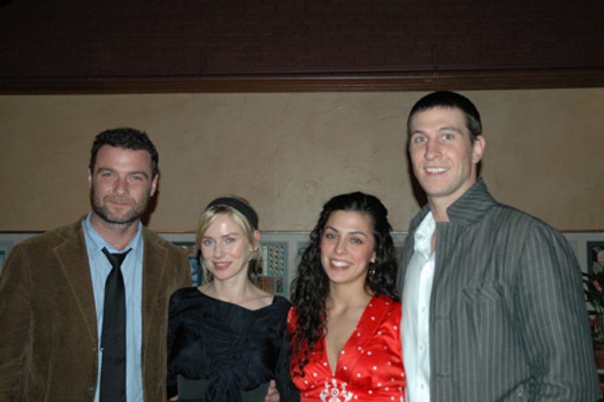 Brothers Liev Schreiber and Pablo Schreiber with their respective girlfriends, Naomi Watts and Jessica Monty at 