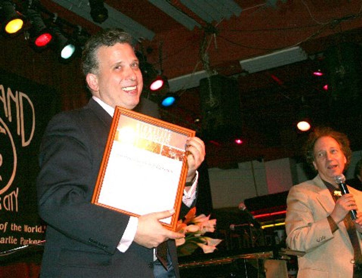 Weeks after winning his NightLife Award Billy Stritch finally received his copy of same from Scott Siegel at 