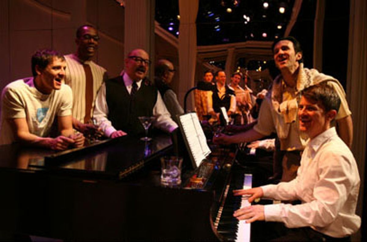 Pedro Pascal, Michael McElroy, Don Amendolia, Romain FrugÃ©, Randy Redd (and in mirror reflection), Jesse Hooker, Kelly AuCoin and Frederick Weller at 