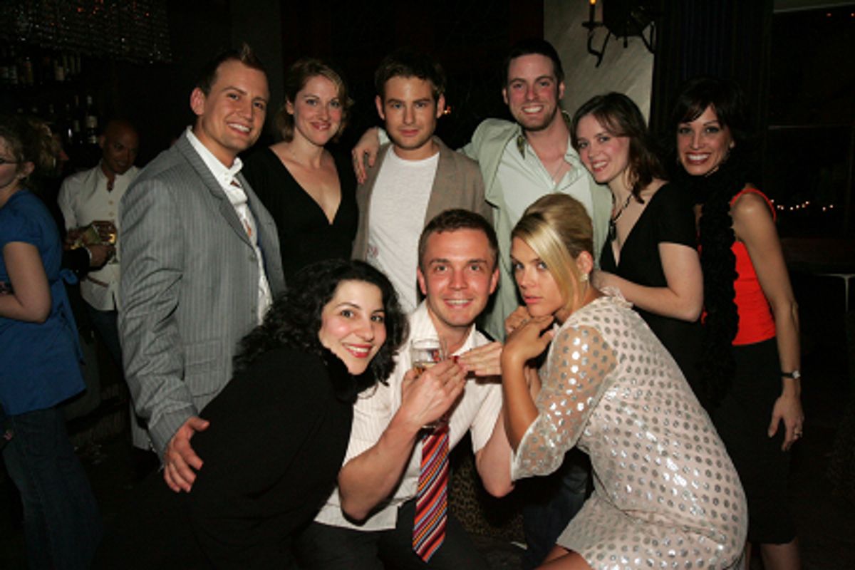 Back) Chris Isaacson, Julie Reiber, Chad Kimball, Trapper Felides, Carole Bufford, Jill Marie Burke (Front) Julie Garnye, Shane Scheel and Busy Philips at 