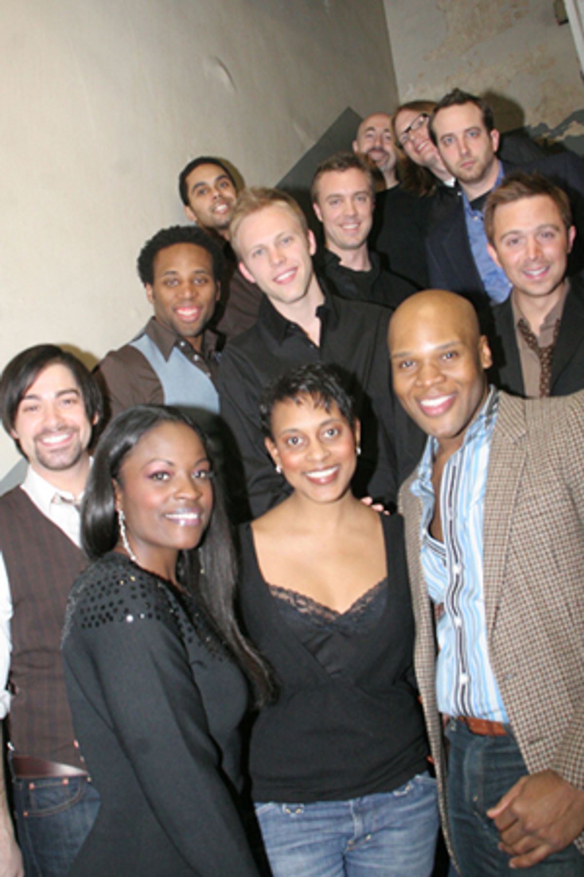 The Broadway Boys with director Schele Williams, Brandi Chavonne Massey and musicians at 