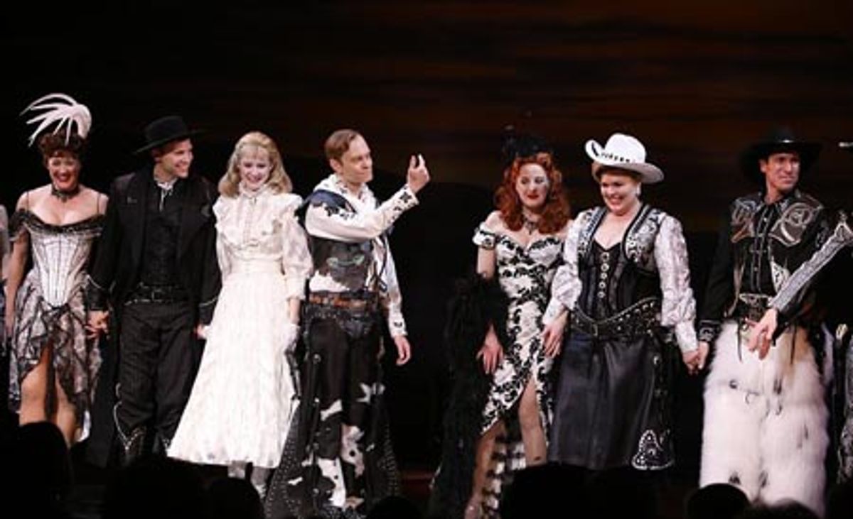 Cast members, including Karen Ziemba, Jill Paice, David Hyde Pierce, Patty Goble and Debra Monk at 