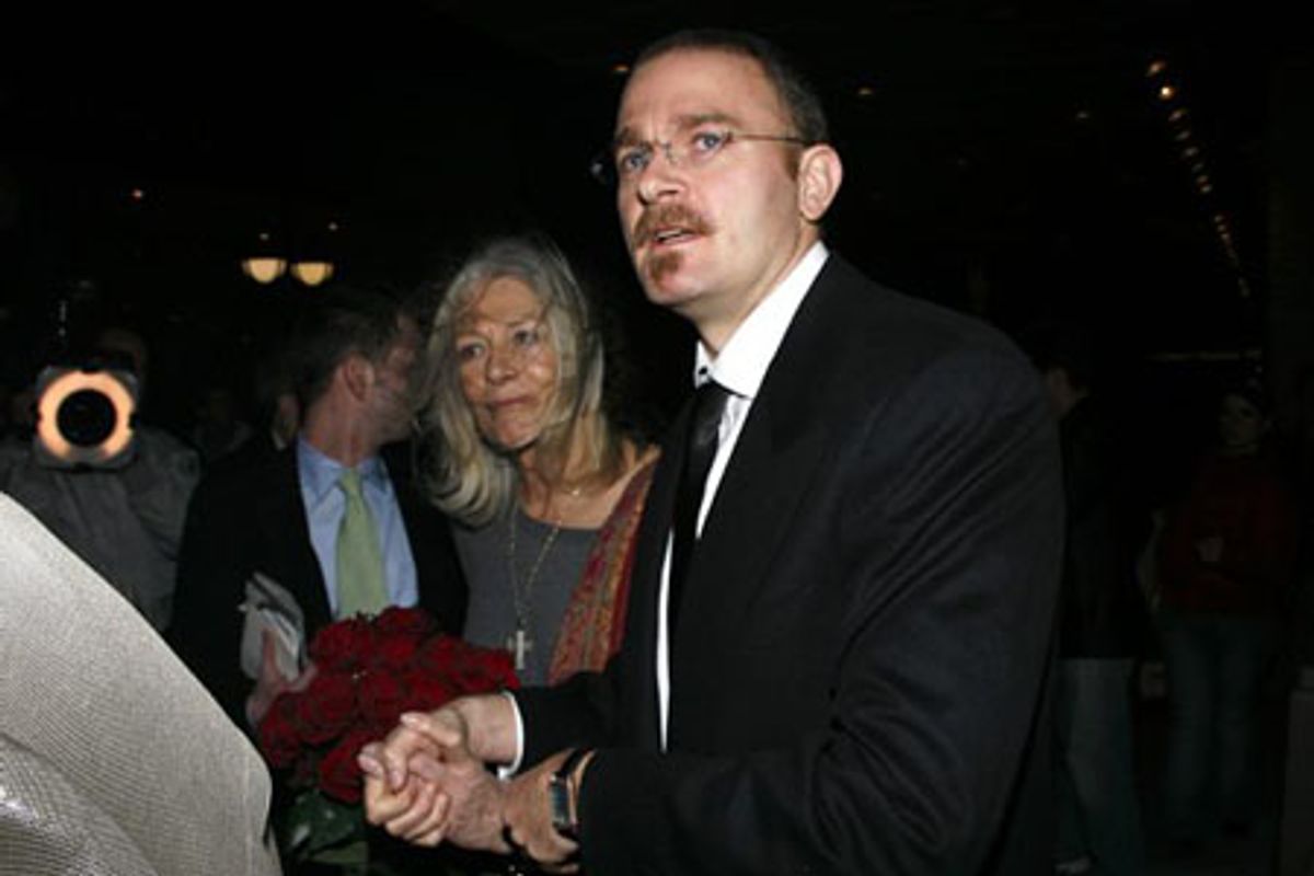 Vanessa Redgrave with her son at 