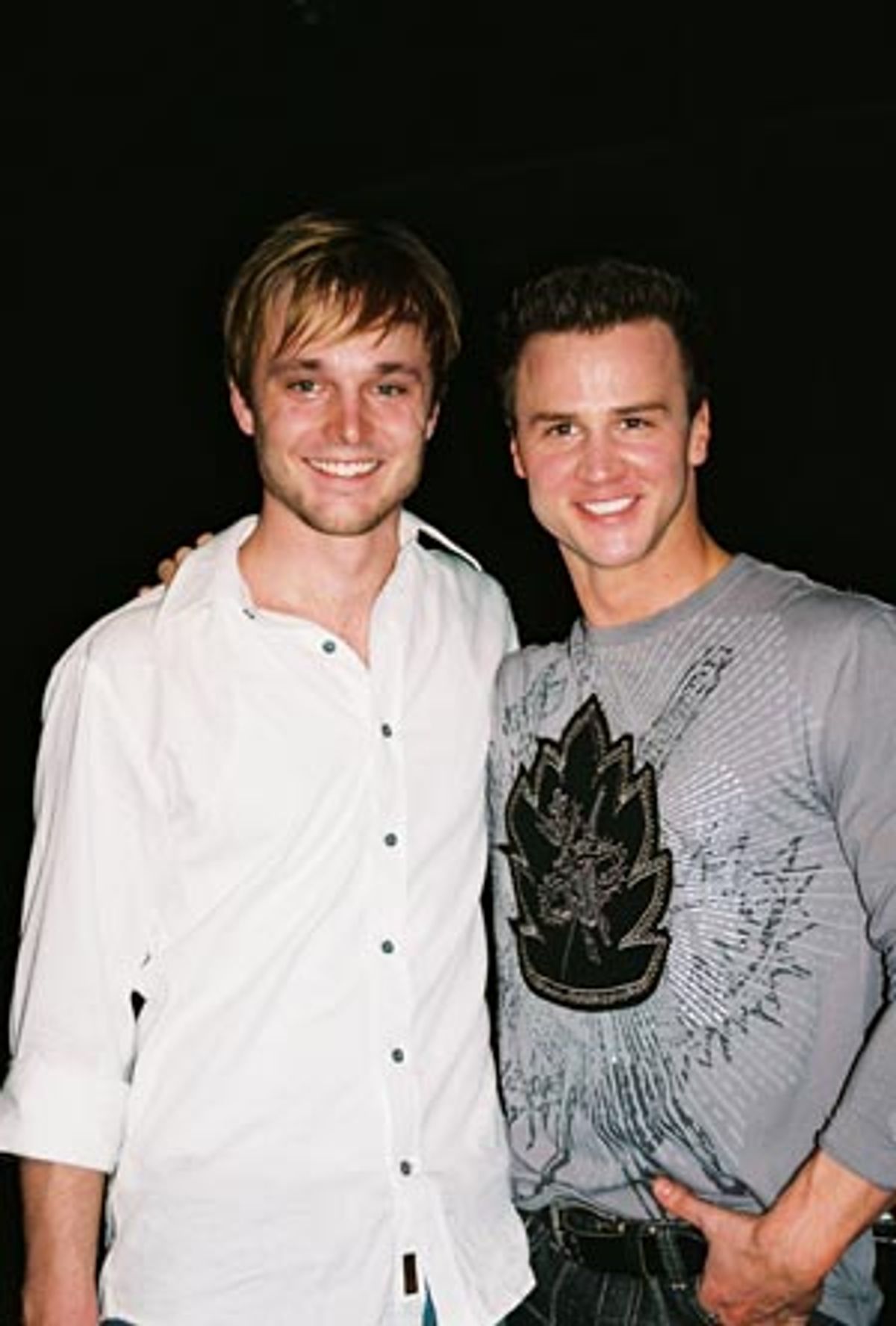 Jay Sullivan (Director [Alex Davenport]; Bartender; Jimâ€™s roommate, Erik; Barfly at Wet; Simon Peter; Jay Tramel [passenger on cruise], Angel) and James Royce Edwards (Matt, Jesus at Wet, Jesus in the play) at 