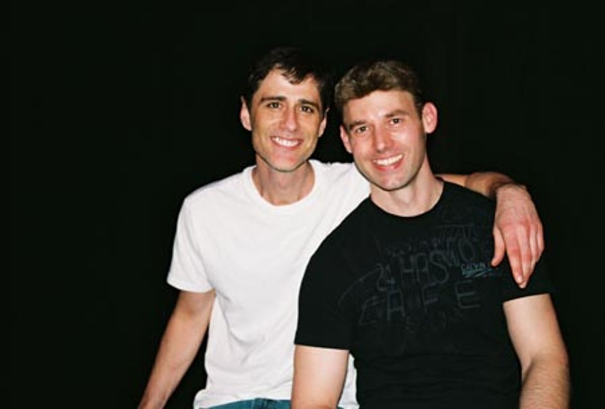 Andy Redeker (Michael/Greek Chorus) and (A.J./Greek Chorus) at Off-Broadway's Matthew Passion