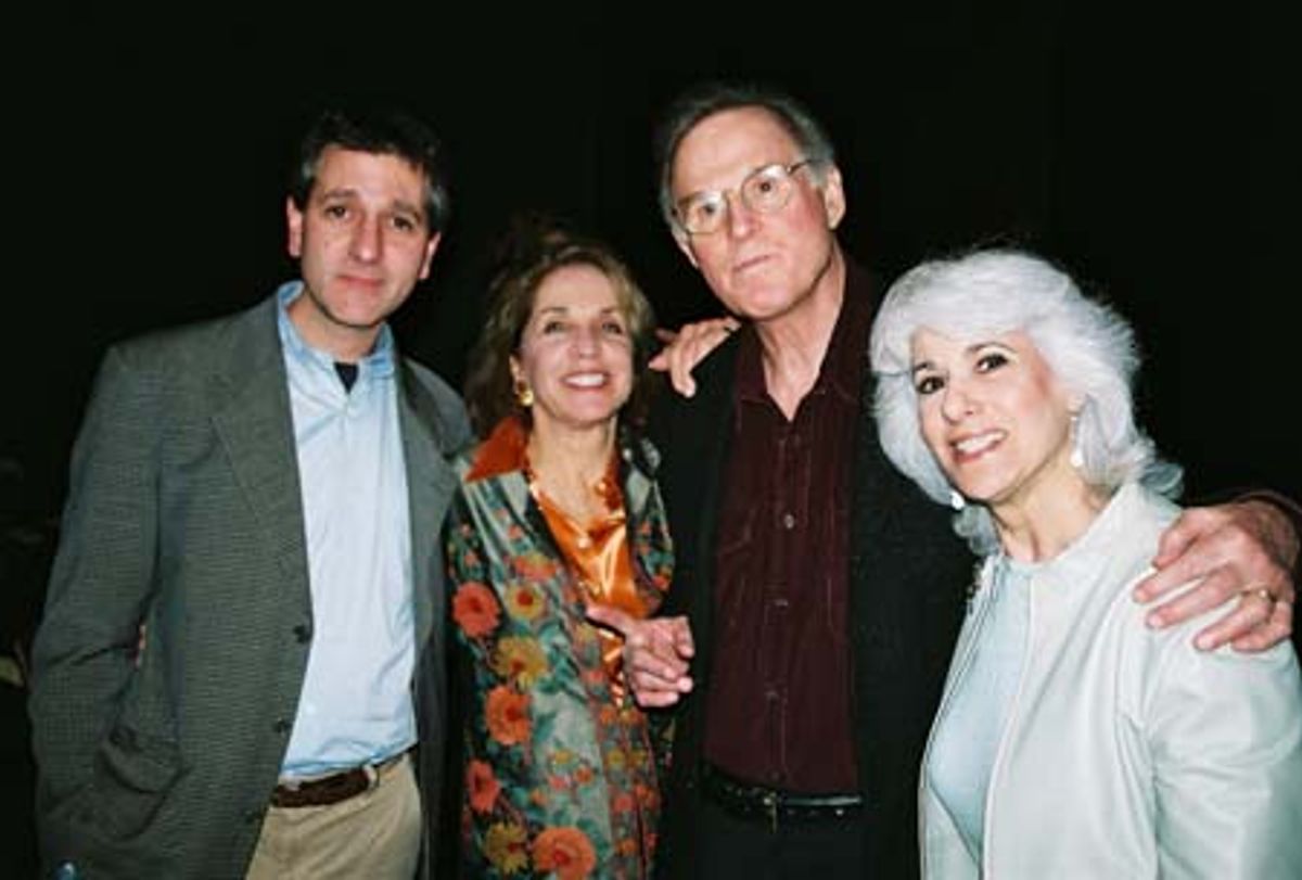 Elliot Fox (Primary Stages Managing Director), Dasha Epstein, Charles Grodin and Jamie DeRoy at 