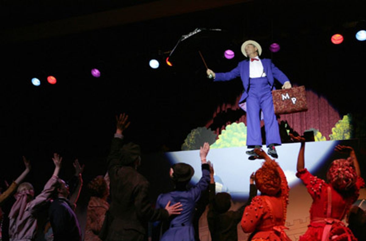 Mayor Michael Bloomberg flying over the stage at 