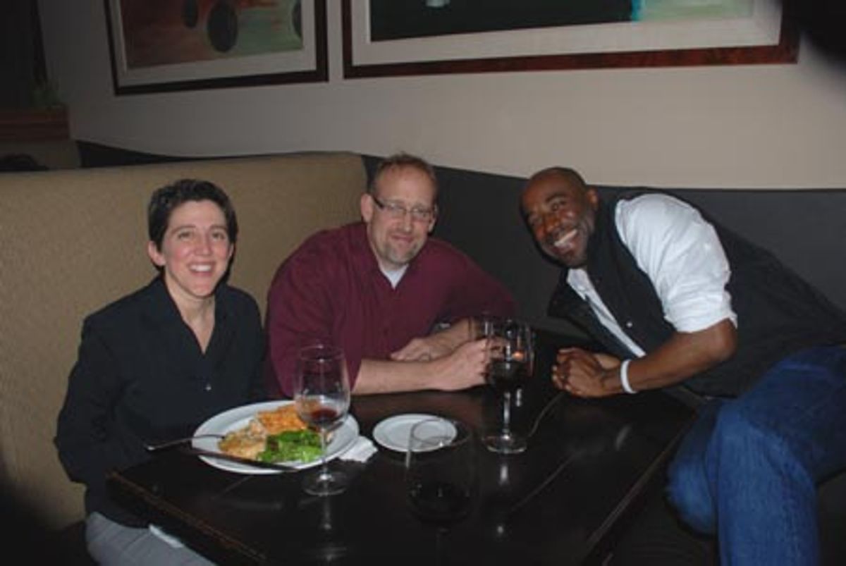 Asst. Production Manager Mimi Intagliata, Production Manager Doug Hosney and Samuel Moses Jones  at 