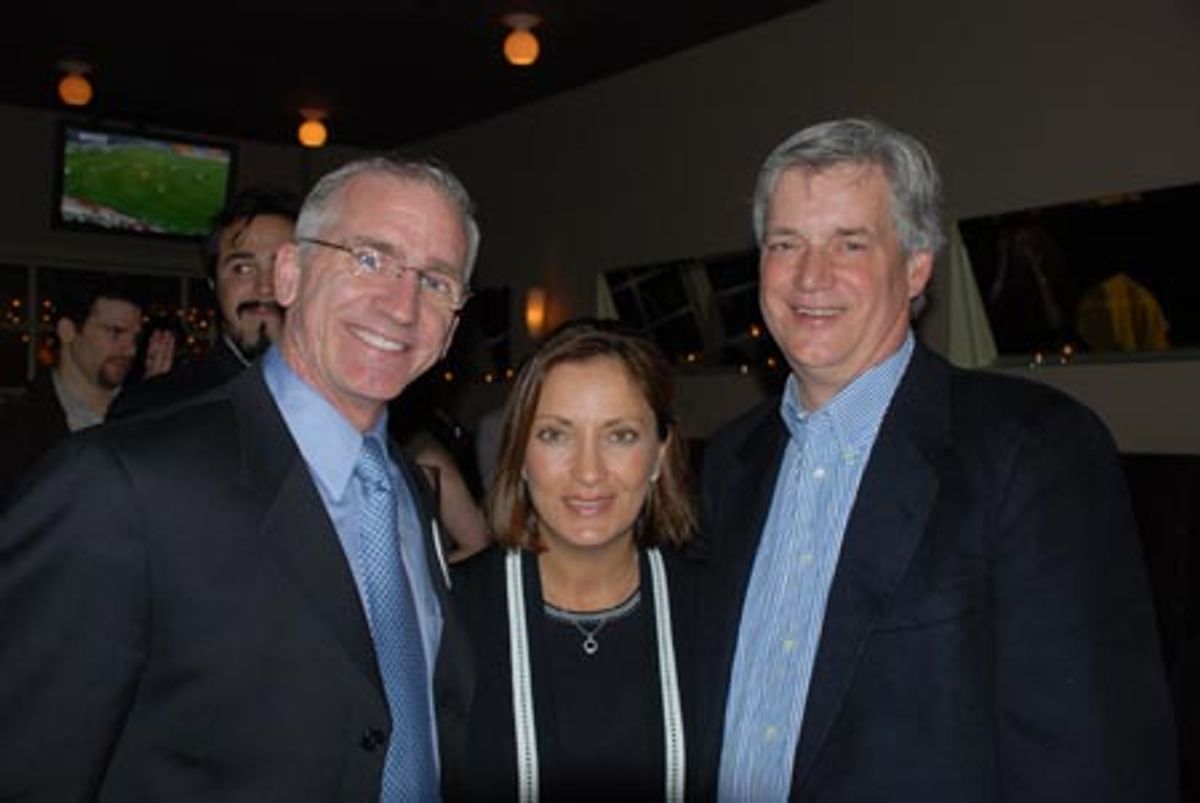 Acting Artistic Director, Mark S. Hoebee, Dawn Thorn, and Chairman of Paper Mill Playhouse Board of Trustees, Kenneth H. Thorn at 