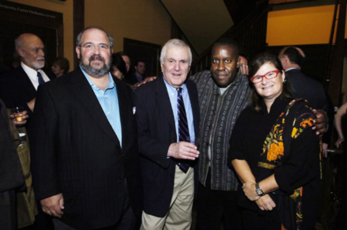 Peter Robbins, John Kander, Tazewell Thompson, and Jody Robbins, Playhouse board of trustees member and one of the production sponsors at 