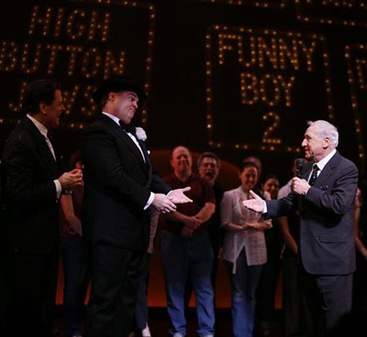 Lee Roy Reams, John Treacy Egan and Mel Brooks at 