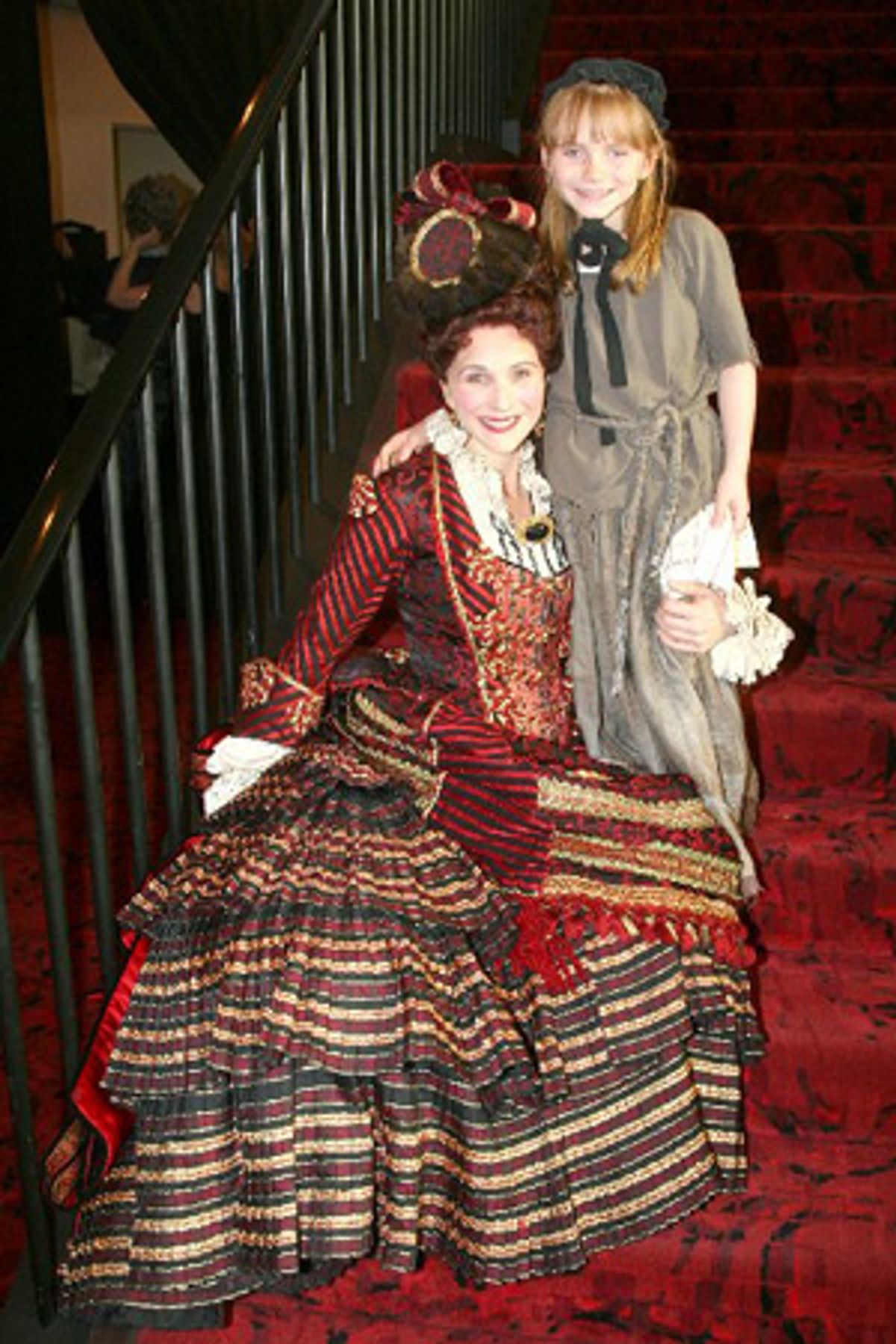The Phantom of the Opera's Anne Runolfsson with daughter Tess Adams, who is one of the actresses playing Young Cosette in Les Miserables at 