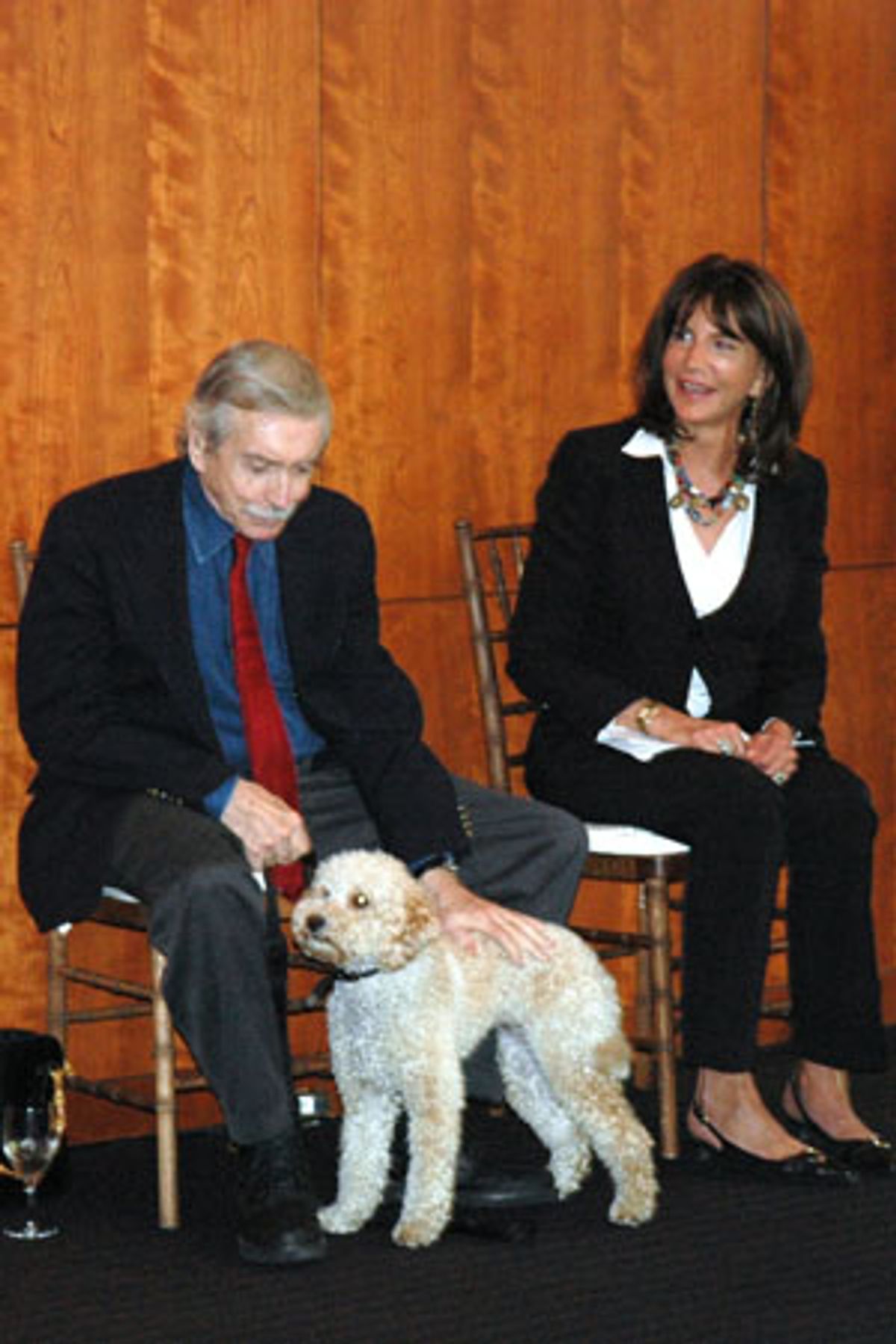 
Edward Albee and Mercedes Ruehl with Gracie the dog at 