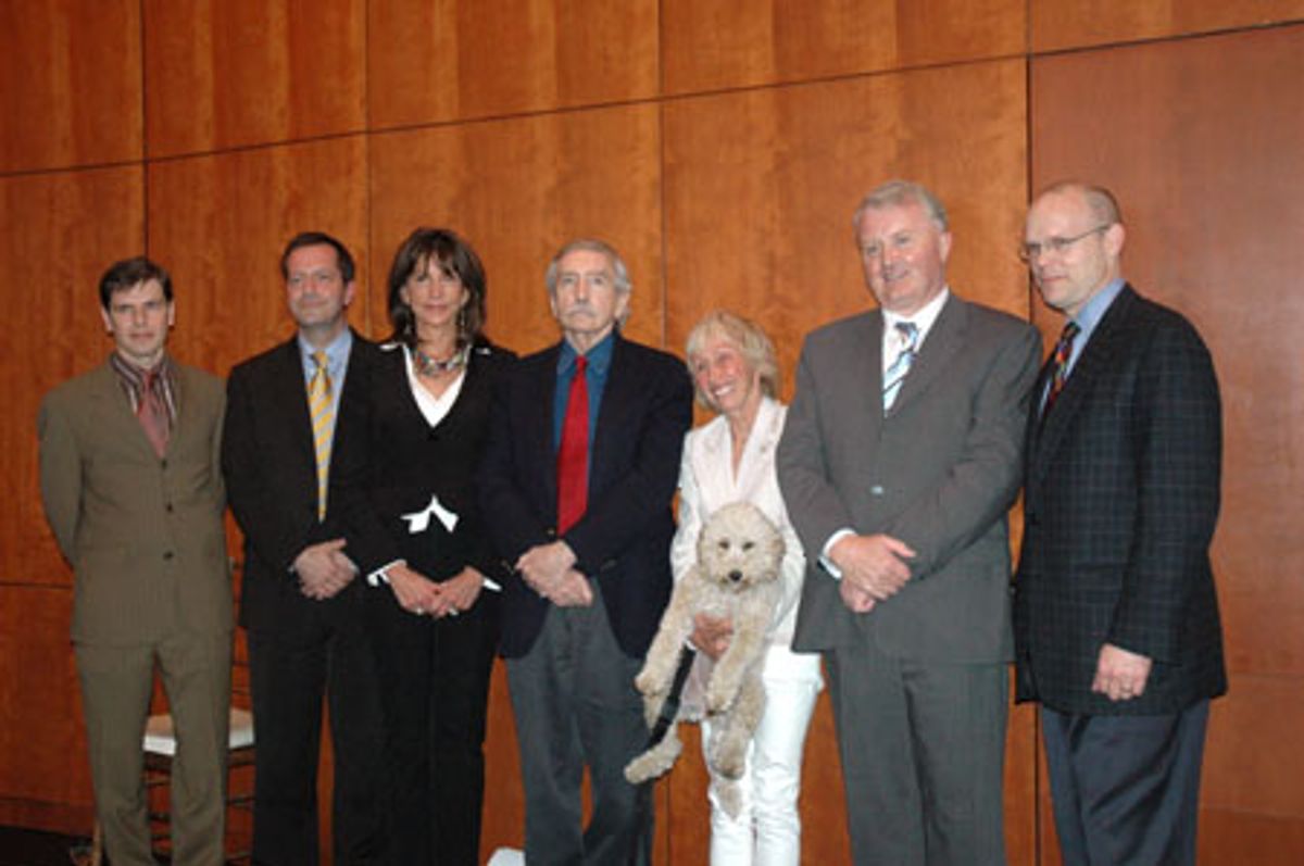 Ceremony attendees, with John Donatich, Mercedes Ruehl, Edward Albee, Francine Horn, John Austin Connolly and Yale Rep Artistic Director James Bundy at 