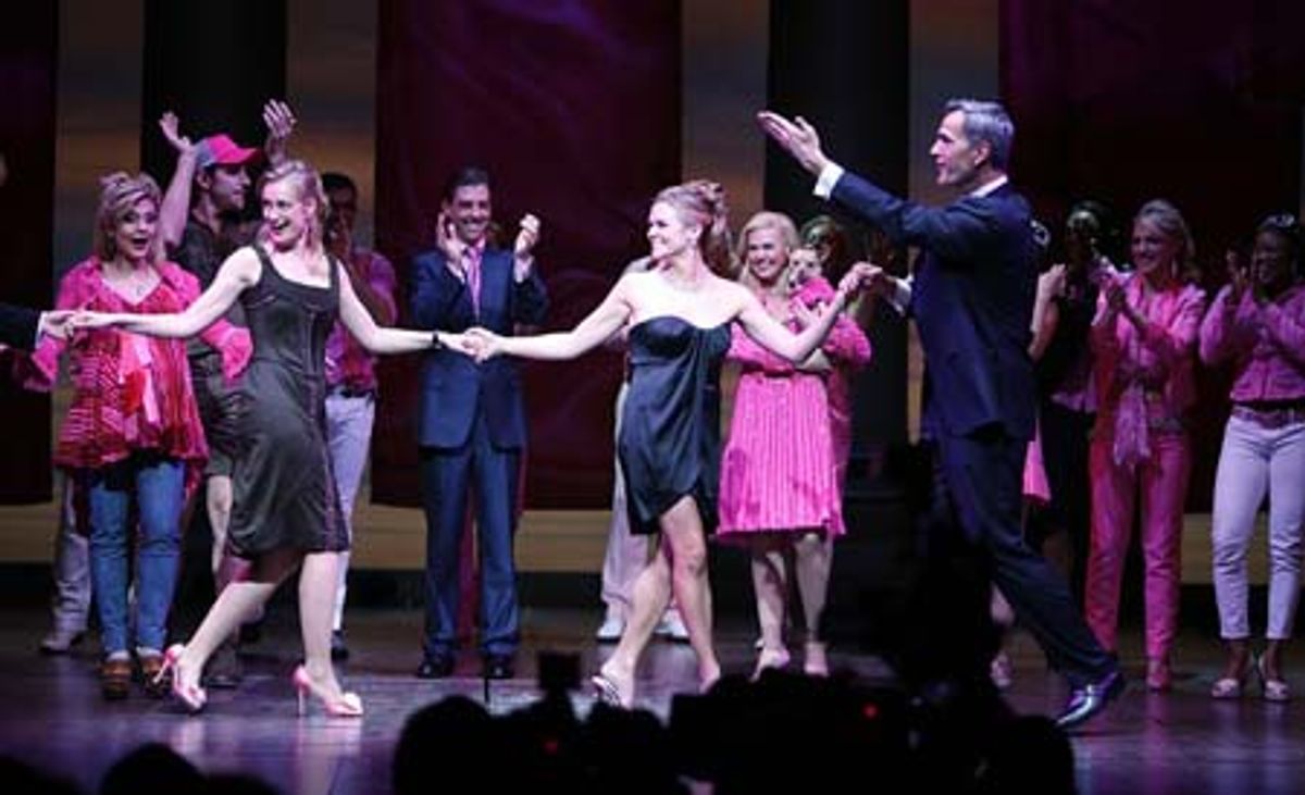 Nikki Snelson, Michael Rupert, Orfeh, Christian Borle, Laura Bell Bundy, Richard H. Blake, Kate Shindle and Natalie Joy Johnson with Jerry Mitchell and the creative team at 