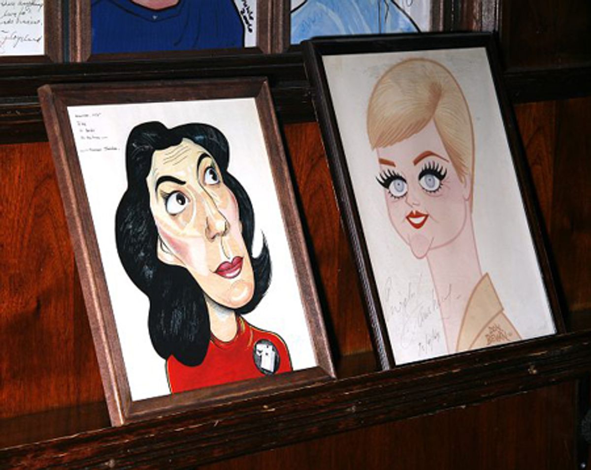 Sardi's caricatures of Marian Seldes and Angela Lansbury at 
