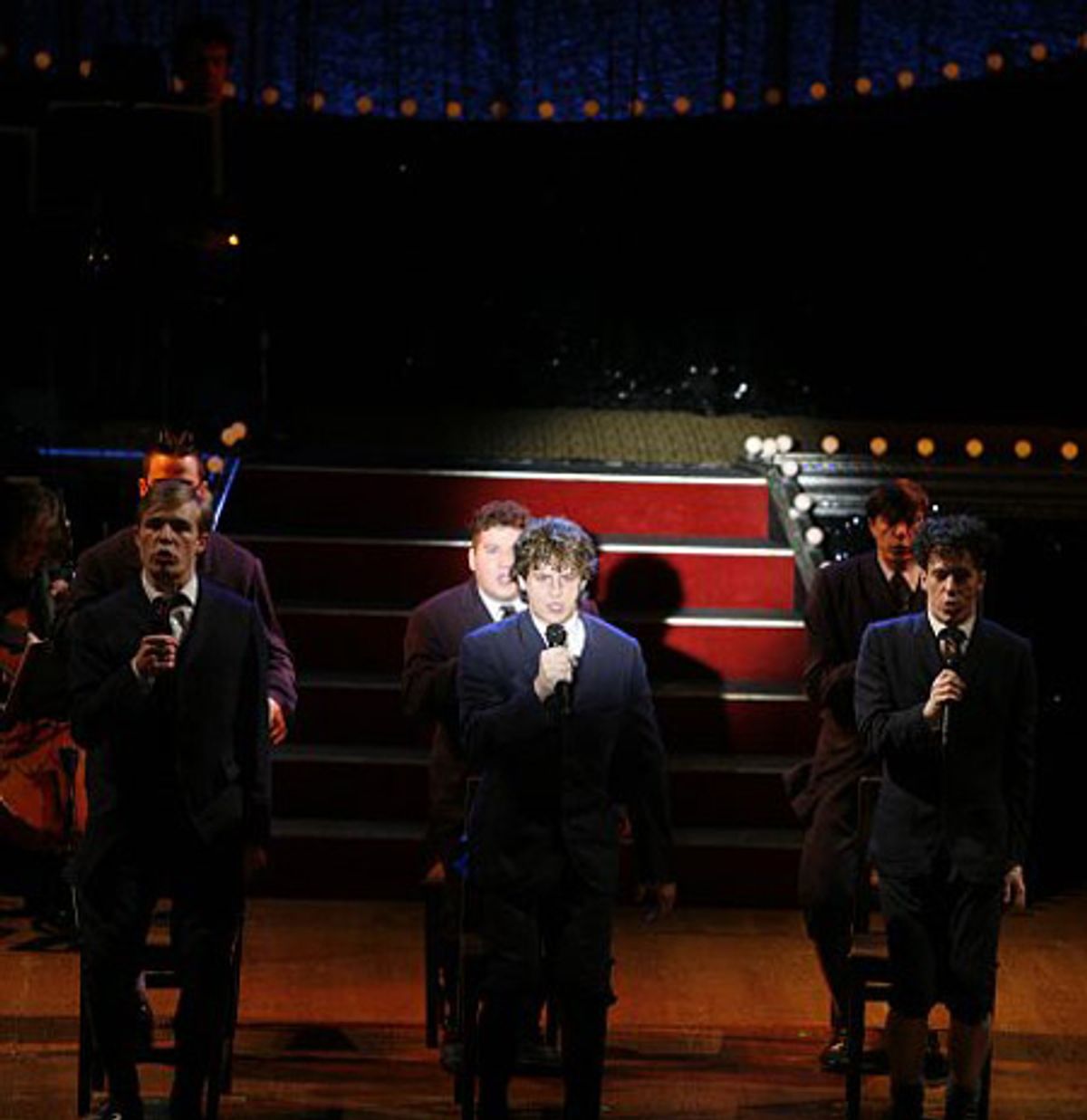 Jonathan Groff and Spring Awakening cast at 