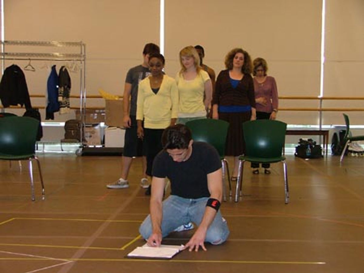 James Carpinello with (background) Kenita R. Miller, Curtis Holbrook, Anika Larsen, Andre Ward, Mary Testa and Jackie Hoffman at 