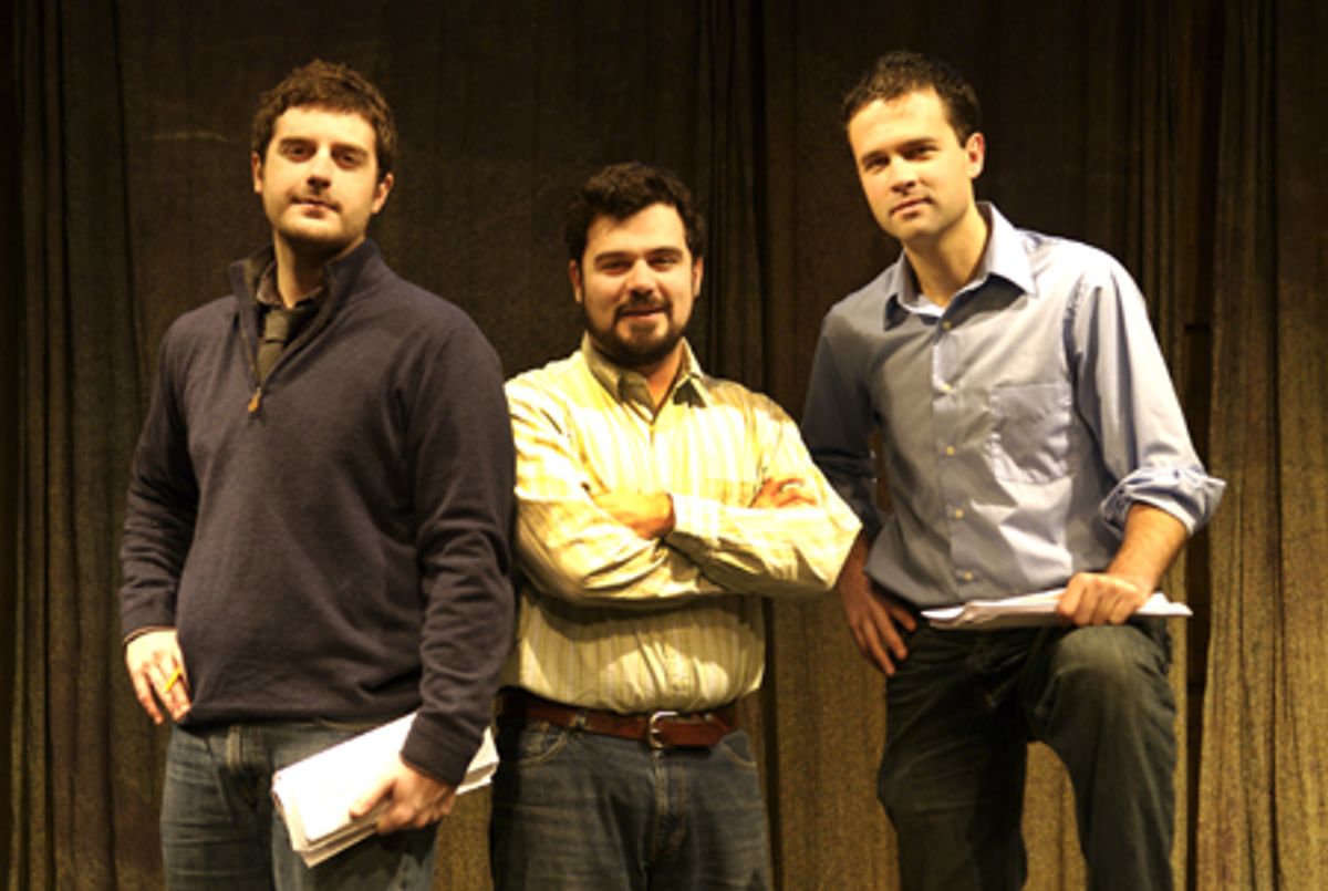 Playwright Paul Grellong (left), director Peter Sampieri (center) and Gamm Artistic Director Tony Estrella (right at 