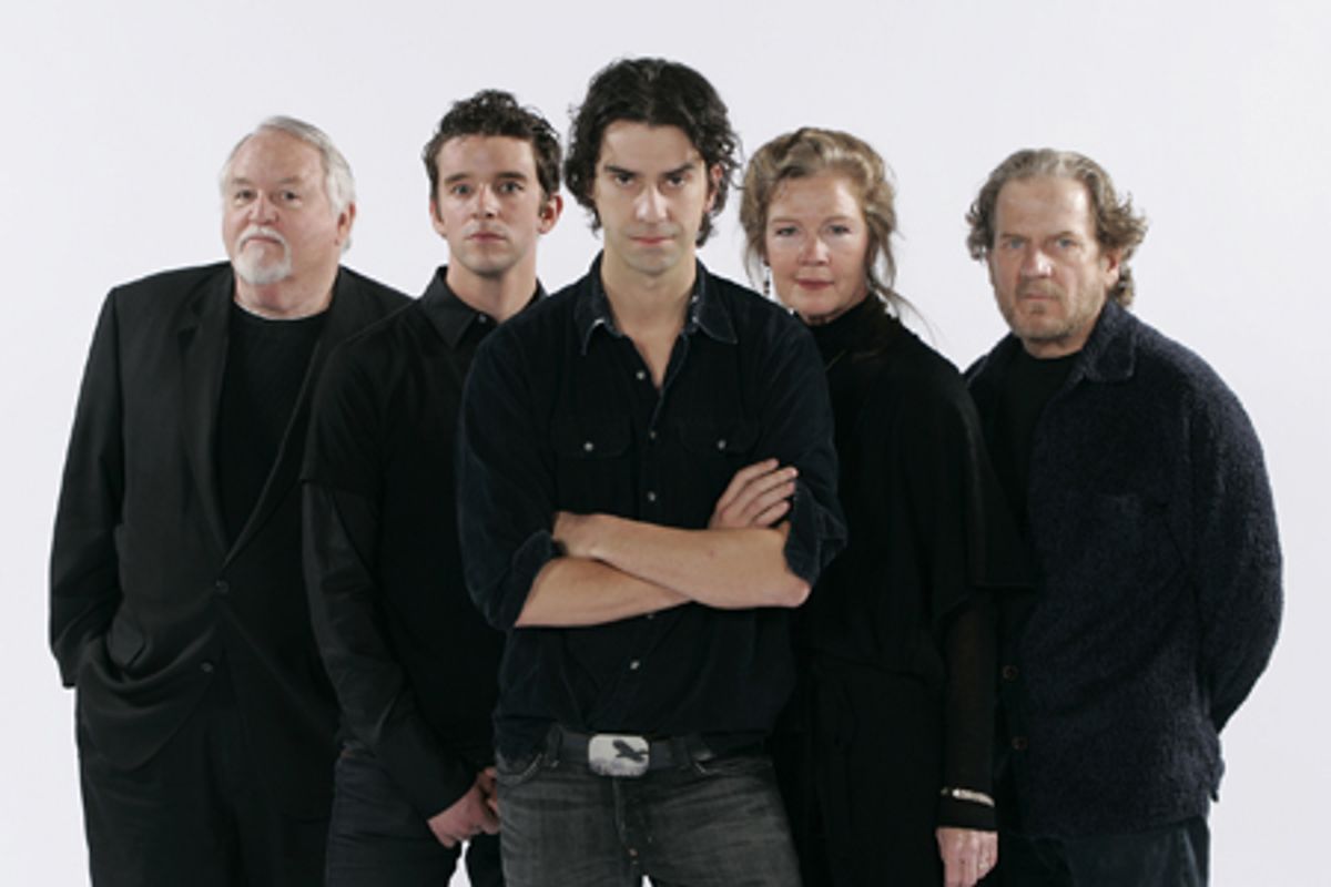 (L-R) Dakin Matthews (Polonius), Michael Urie (Horatio), Hamish Linklater (Hamlet), Linda Gehringer (Gertrude) and Robert Foxworth (Claudius) at 