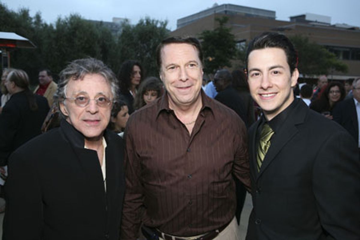Frankie Valli, leading CTG Board Member Martin Massman and Christopher Kale Jones (who plays Valli) at 