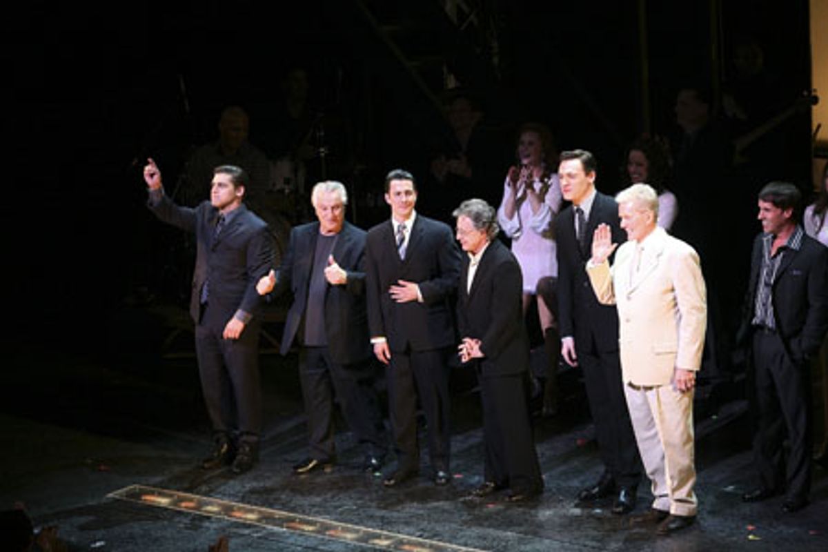 Deven May, Tommy DeVito, Christopher Kale Jones, Frankie Valli, Erich Bergen, at 