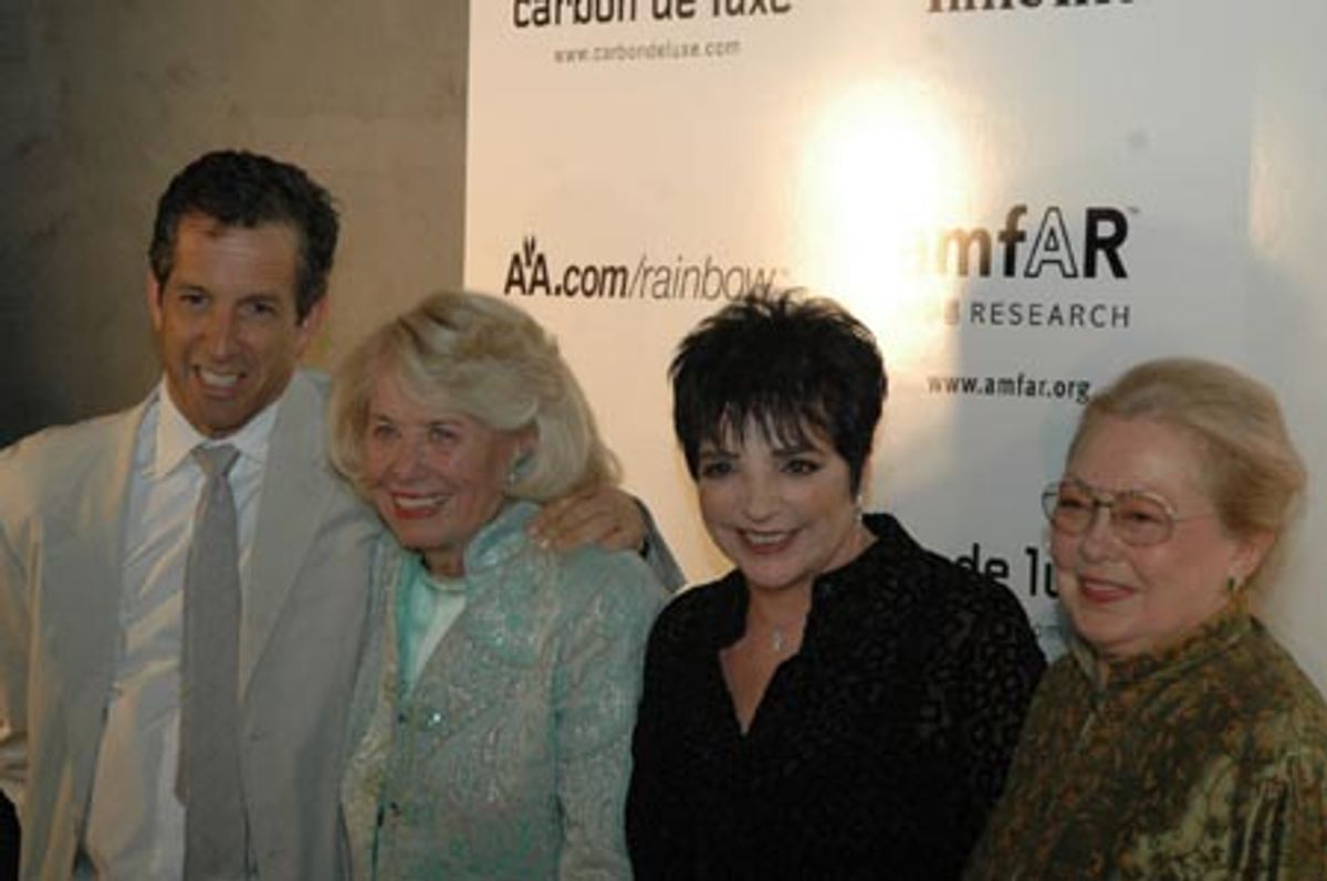 Kenneth Cole, Liz Smith, Liza Minnelli and Mathilde Krim at 