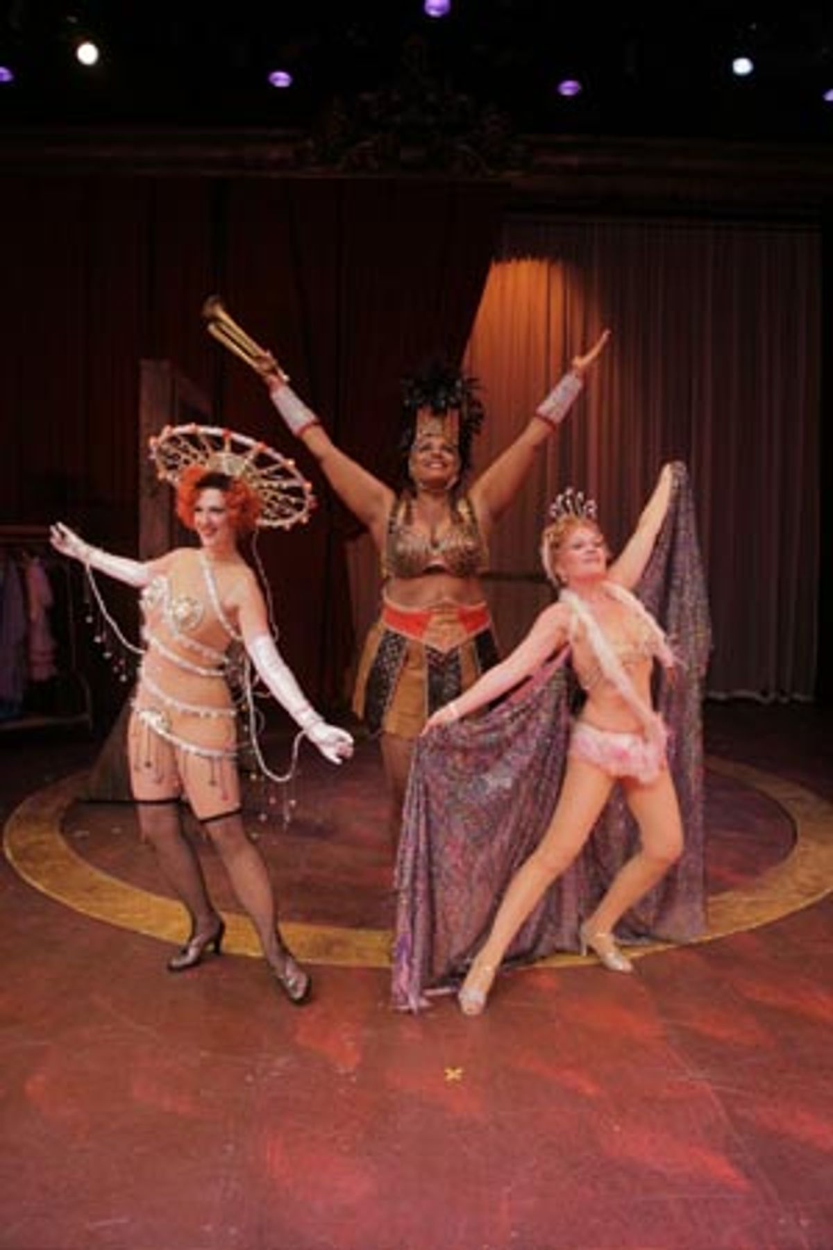 Kathryn Kendall as Electra, Inga Ballard as Mazeppa and Ann-Ngaire Martin as Tessie Tura at 