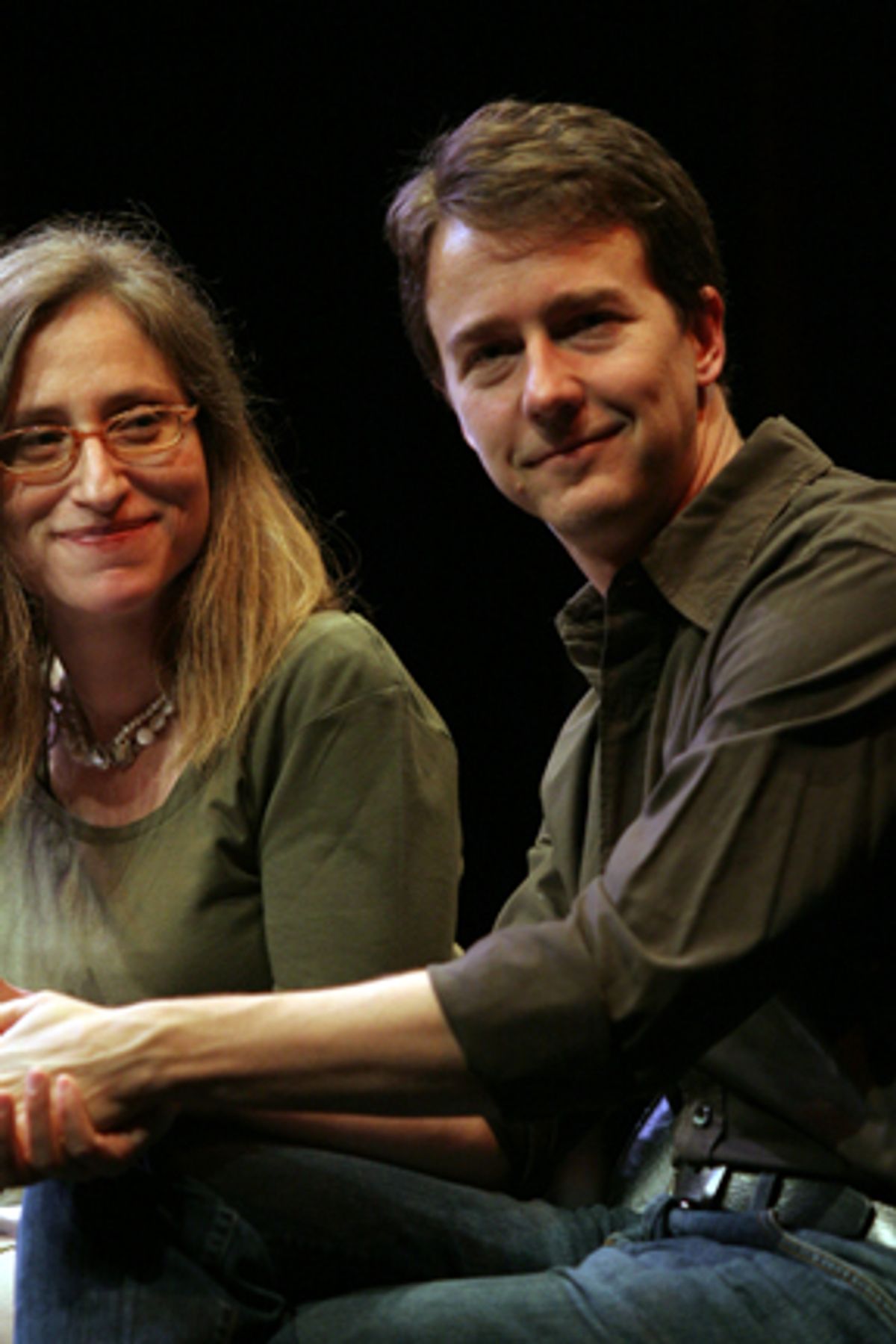 Erika Mallin, Executive Director of Signature Theatre Company, and Edward Norton at 