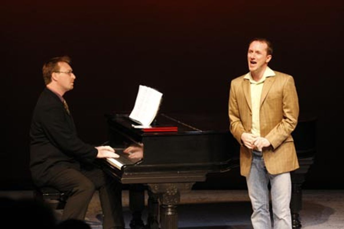 Matt Castle (at the piano) and Tom Gualtieri performing 'Venice' (from The Fisher King, Music by Joy Son, Music & Lyrics by Steve Routman, adapted from the Richard LaGravenese screenplay) at 