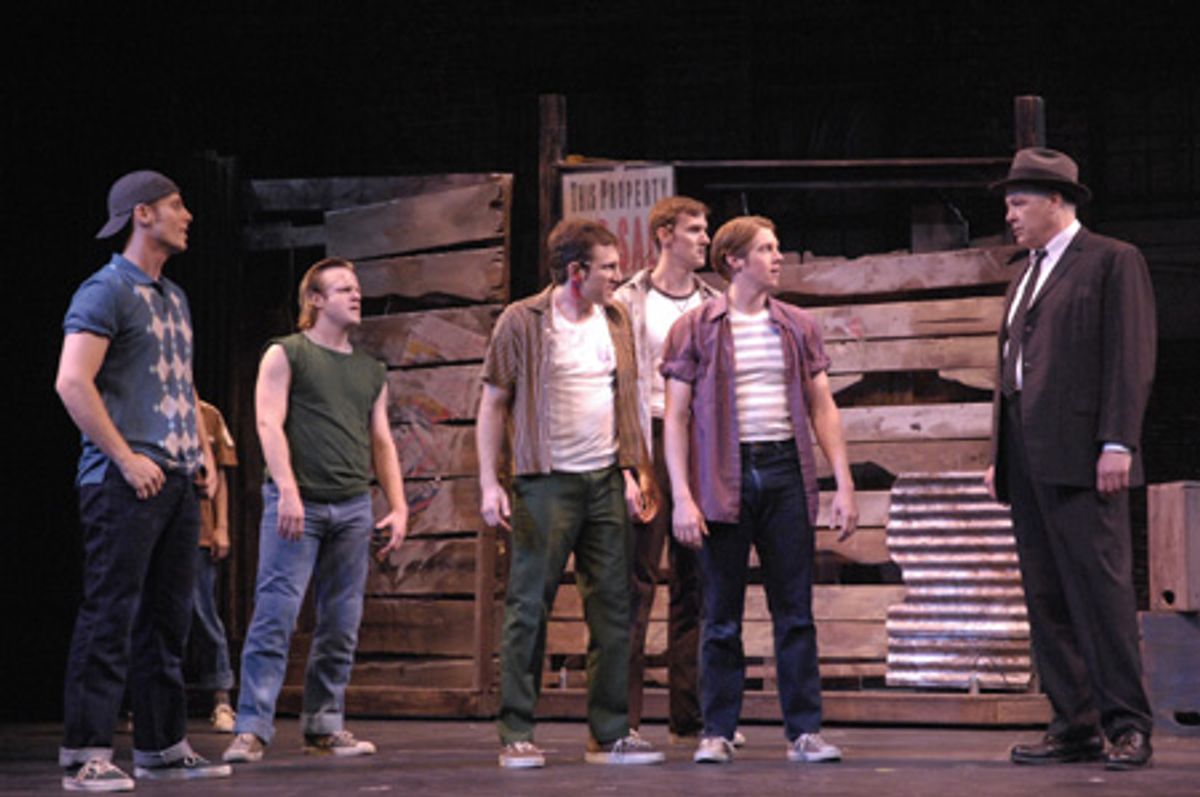 The Jets confront Lieutenant Schrank - Spencer Howard, Michael McGurk as Action, John Raterman as A-Rab, Matt Gibson, Justin Bohon and Dale Radunz at 