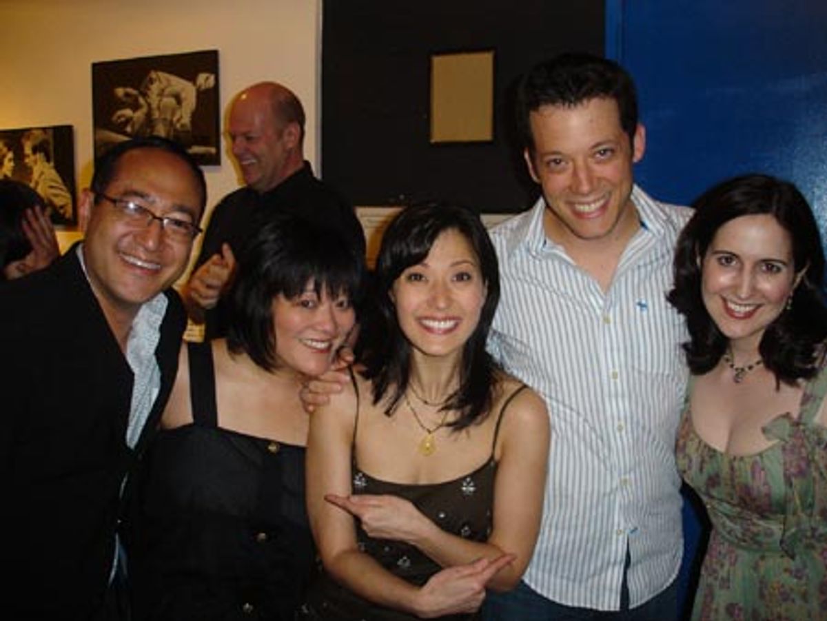 Falsettoland director Alan Muraoka, Ann Harada, Ann Sanders (Trina in Falsettoland), John Tartaglia and Stephanie D'Abruzzo at 
