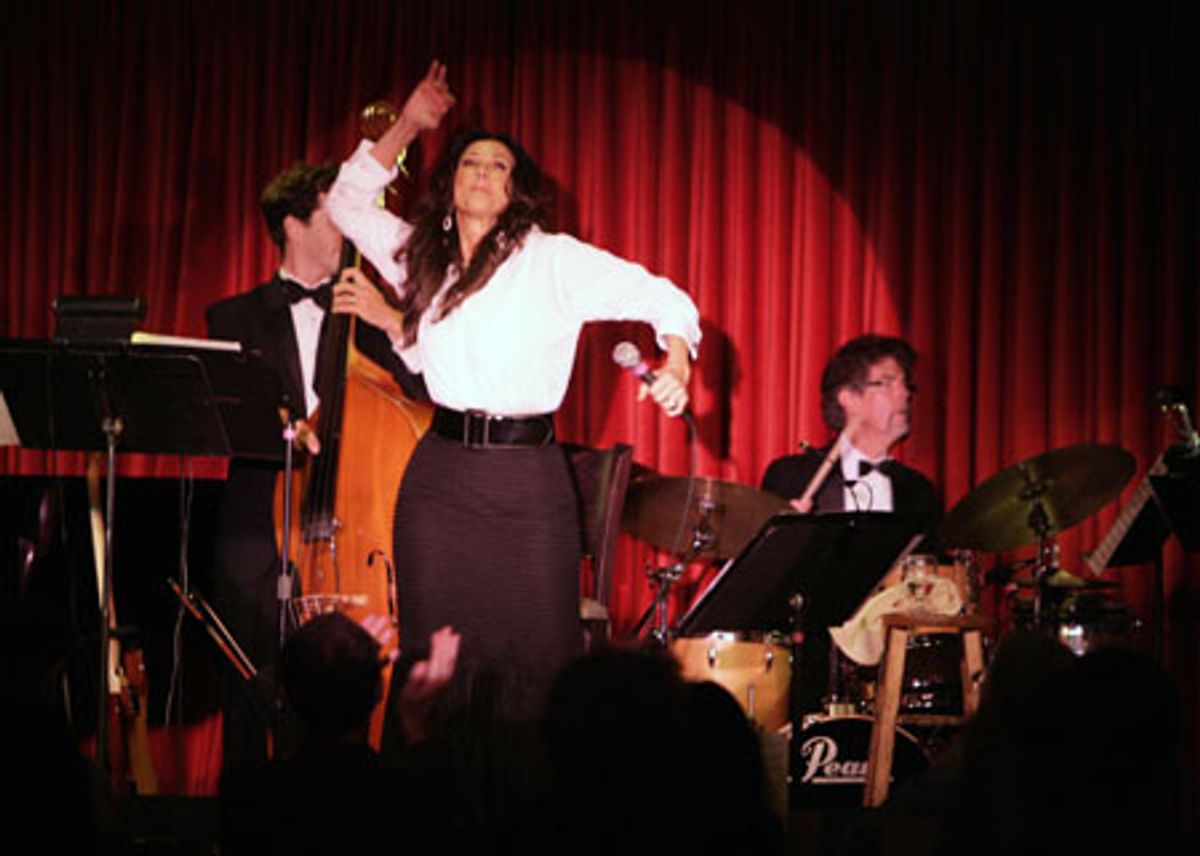 Lynda Carter sings 'Put the Blame on Mame,' in honor of idol Rita Hayworth at 
