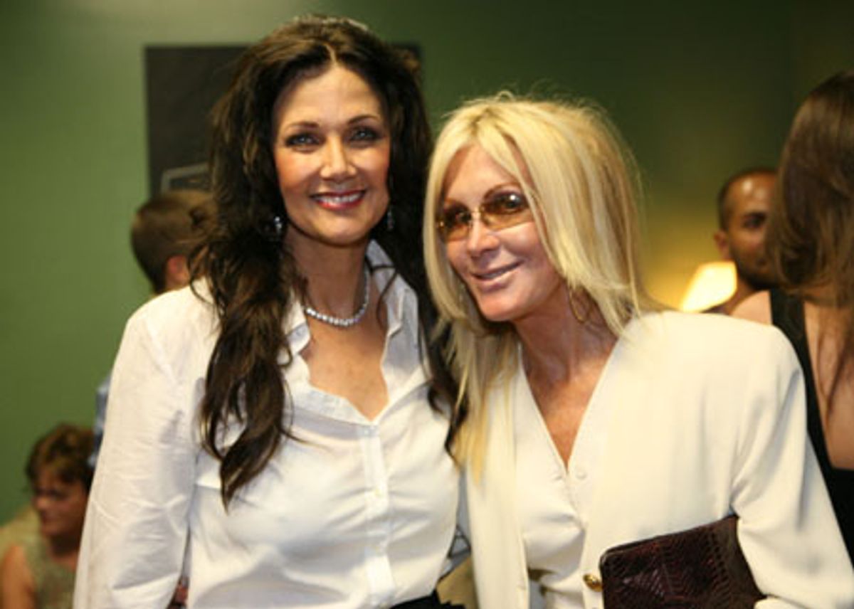 Lynda Carter and Joan Van Ark (whose role on 'Knots Landing' was because of a 'Wonder Woman' appearance) at 