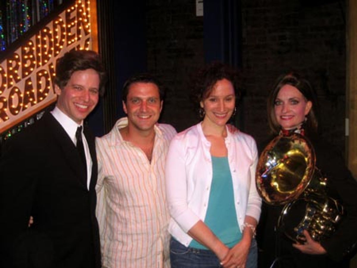 (From left to right): James Donegan (as Raul Esparza), Raul Esparza, Barbara Walsh and Janet Dickinson (as Barbara Walsh) at 